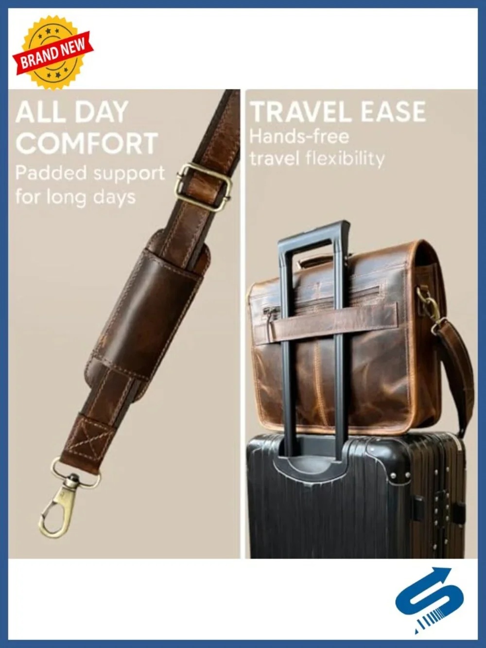 Leather Messenger Bag for Men - Full Grain Leather Briefcase Laptop Satchel
